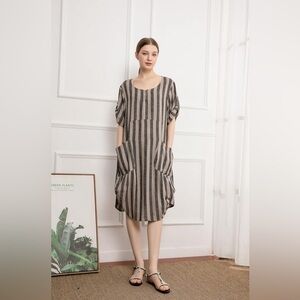 Women's Ruffle Oversize Casual Midi Dresses with Pockets